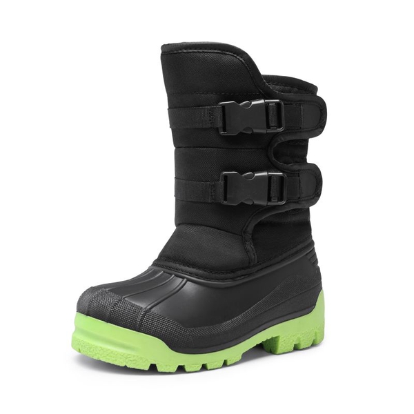 Boys' Hook-And-Loop Non-Slip Snow Boots - BLACK-NEON GREEN -  0